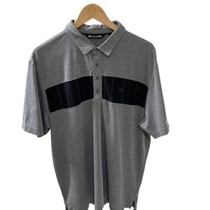 Travis Mathew,  polo golf shirt, size Xl, gray/ black, cotton blend Athleleisure